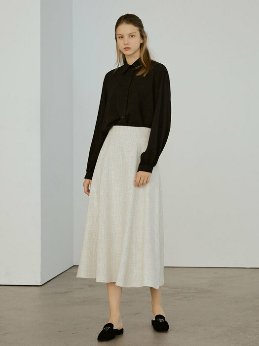 Tweed flare skirt (ivory)