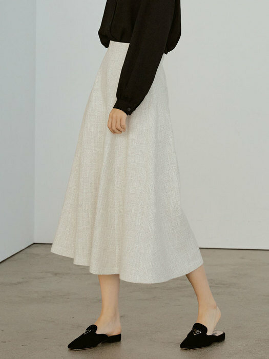 Tweed flare skirt (ivory)