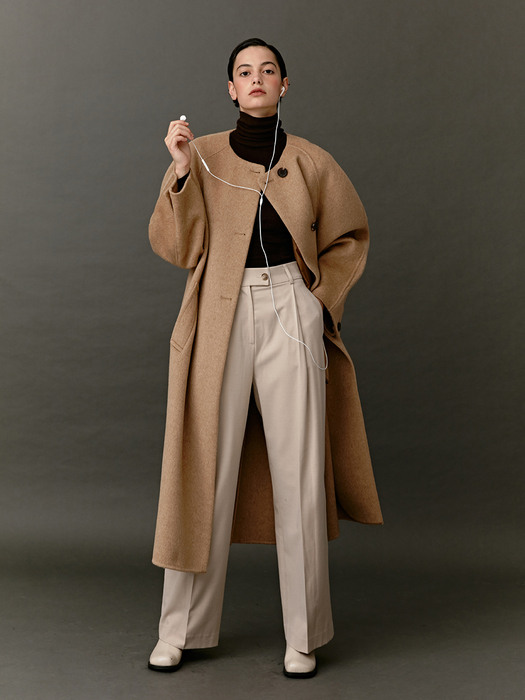 TOF CAMEL HAIR ROUND NECK COAT [HAND MADE] CAMEL