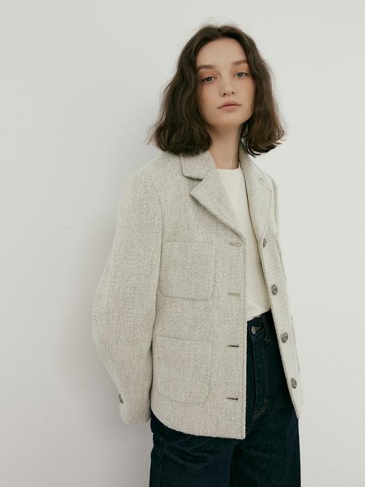 tailored tweed jacket (light khaki)