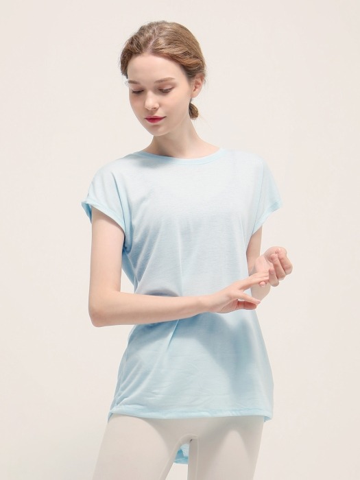 여성 요가복 DEVI-T0015-스카이블루 필라테스 가오리 티셔츠 