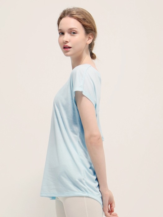 여성 요가복 DEVI-T0015-스카이블루 필라테스 가오리 티셔츠 