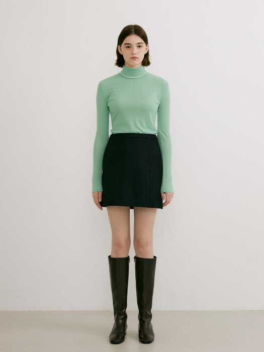 Solid roll-neck T-shirt - LIGHT GREEN (HSTS1DH56E1)