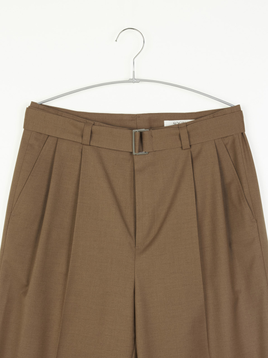 Wool Blended Belted Pants (Brown)