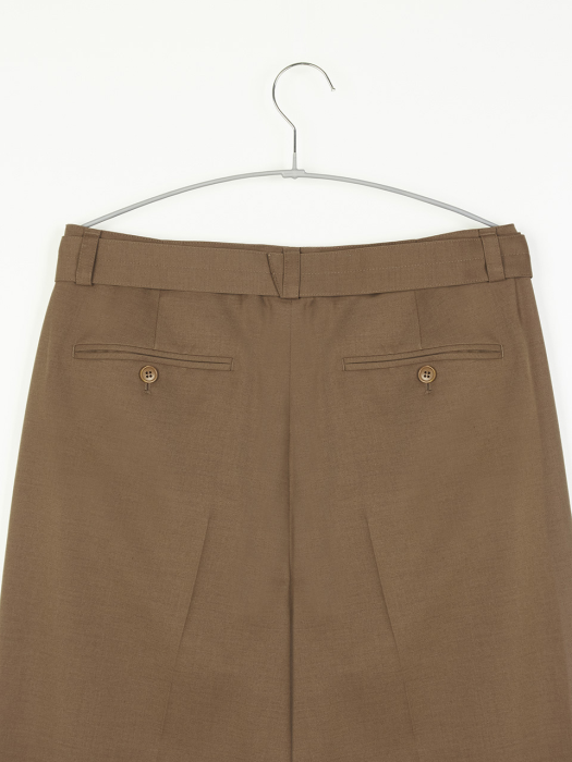 Wool Blended Belted Pants (Brown)