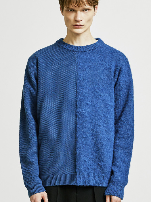 DIVISION MOHAIR & SOILD KNIT BLUE