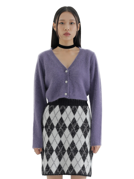 C ANGORA LOGO EMBROIDERY KNIT CARDIGAN_VIOLET