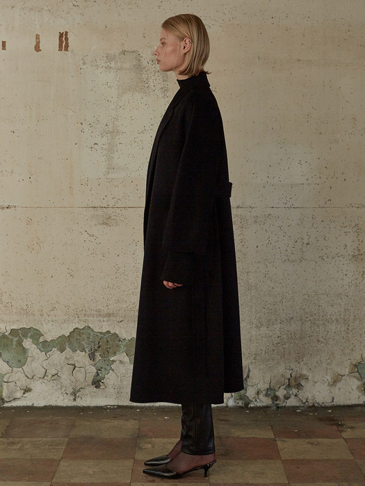 [CASHMERE 30%]MAGOT Cashmere Blended Handmade Coat_Royal Navy