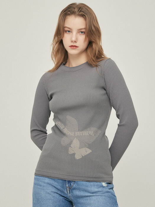 LO BUTTERFLY T-SHIRT(CHARCOAL)