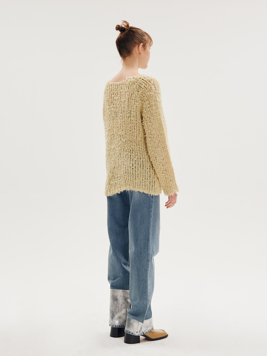 Handle v-line knit [Yellow]