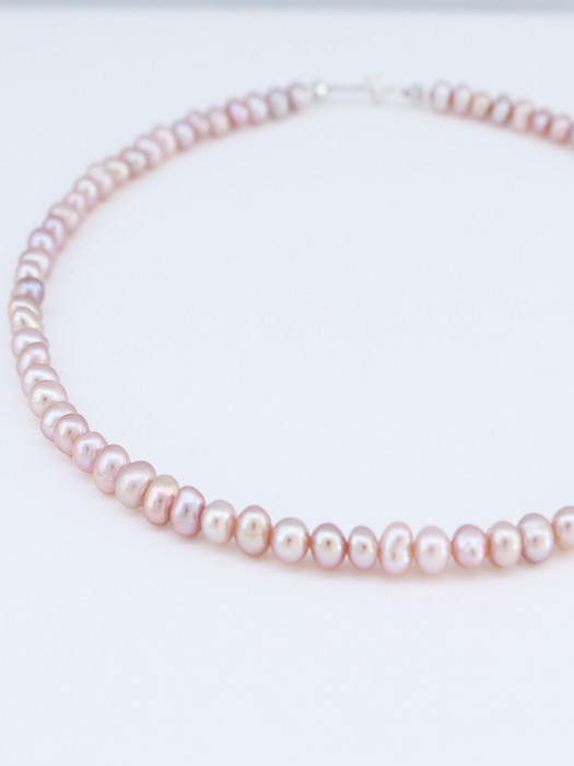Pink Snow Pearl Necklace 925 Silver