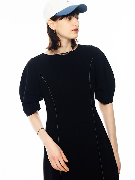 [Drama Signature] Volume Sleeve Stitch Dress