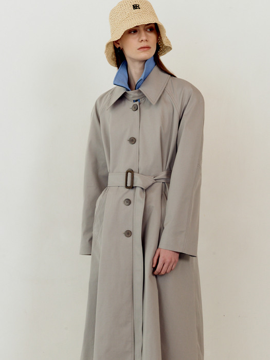 RAGLAN SLEEVE TRENCH COAT - GREY