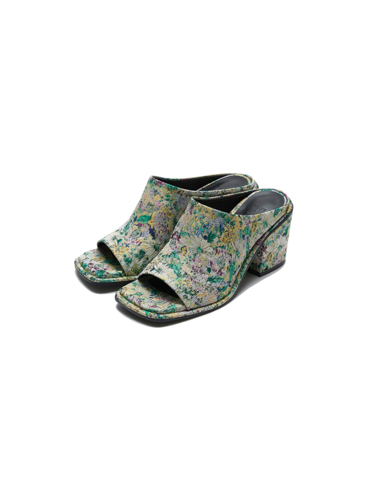UNKY Chunky Heeled Sandals - Green/Yellow Multi