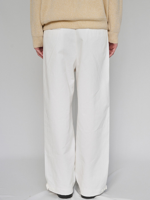 Two button twill cotton pants (White)