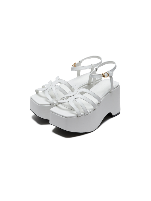 UMBRE Logo Strap Platform Sandals - White