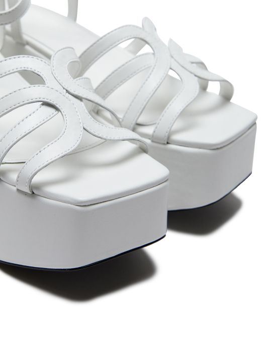 UMBRE Logo Strap Platform Sandals - White