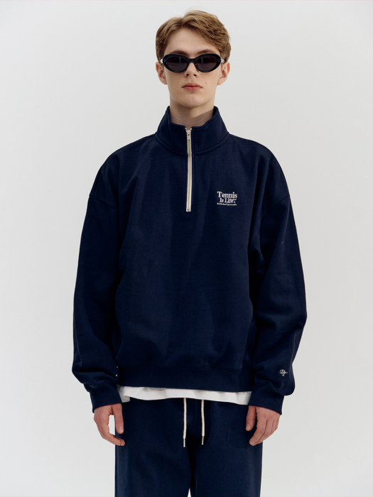 UNISEX SPORTING IS LIFE HALF ZIP-UP SWEATSHIRT FRENCH NAVY_M_UDTS2A116N2