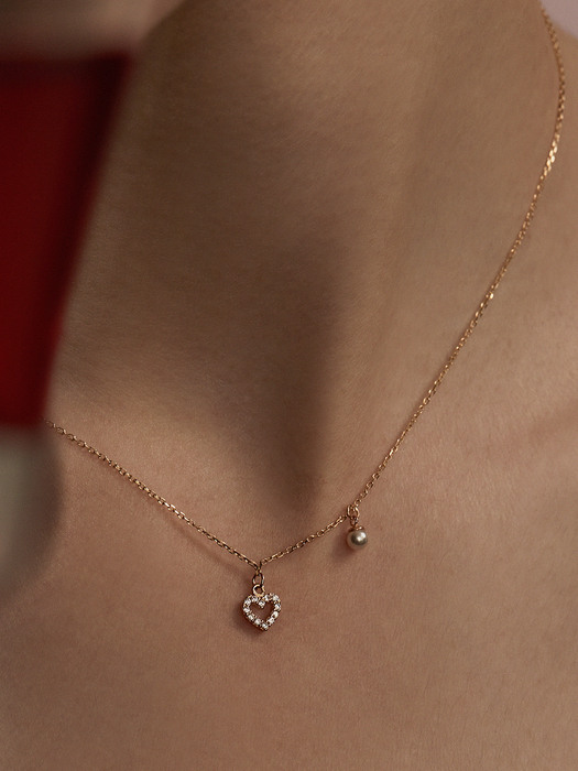 [단독]14K Shining Heart pearl Necklace