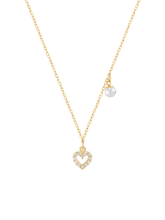 [단독]14K Shining Heart pearl Necklace