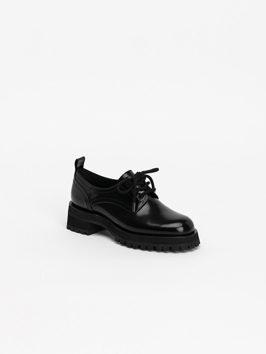 Aleta Lug-sole Lace-up Loafers in Black Box