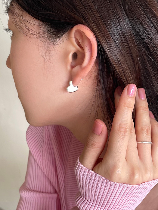 [단독] [silver925] plat heart earring / necklace (2color) (택 1)