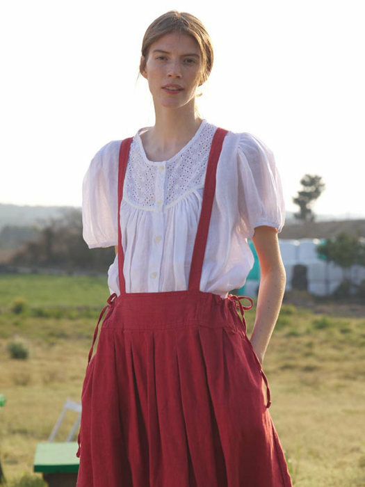 Garden Suspender Linen Skirt