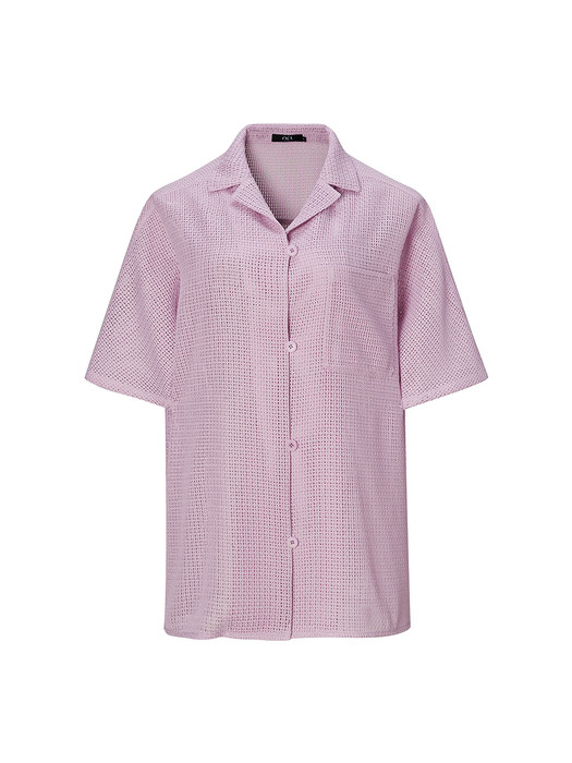 레이스 오버 핏 셔츠 핑크 라벤더