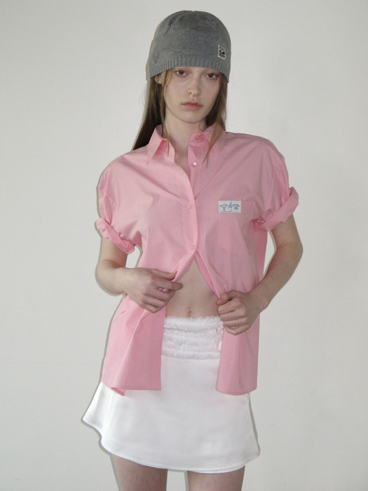 HALF SLEEVE COTTON SHIRT (PINK)