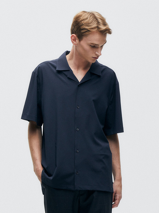 SOLID OPEN COLLAR SHIRTS (CHARCOAL)