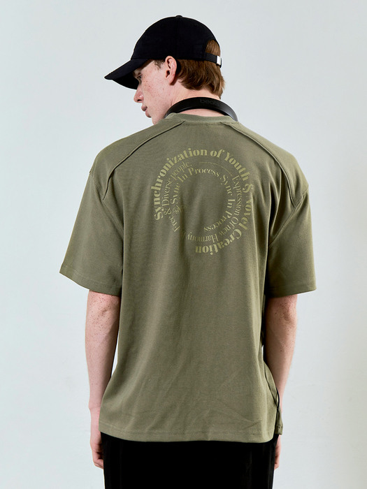 Circular Lettering T-Shirt Khaki