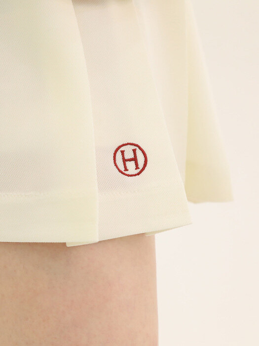 H Logo Pleated Tennis Skirt_Ivory