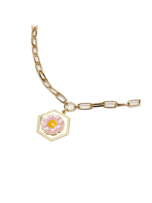 GOLD DAISY NECKLACE / BLM005-PINK