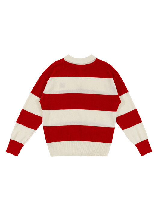  Stripe Collar knit Red (Men)