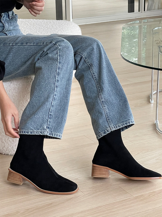 IS_221082  Suede Wood Ankle Boots (3colors)