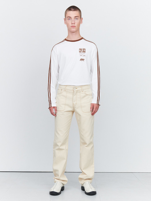 Tour Guide Football T-Shirt Off-White Brown