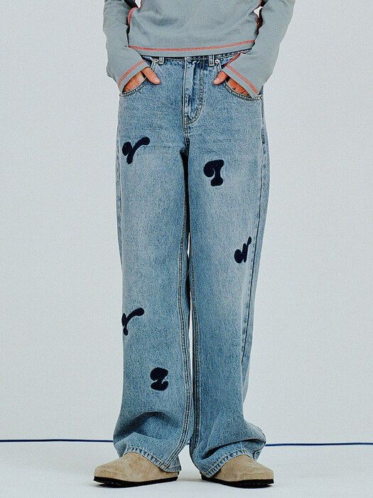 EMBROIDERY REGULAR JEANS BLUE