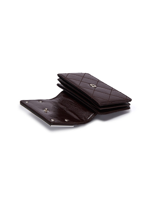 QUILTING ACCORDION WALLET IN DARK BROWN