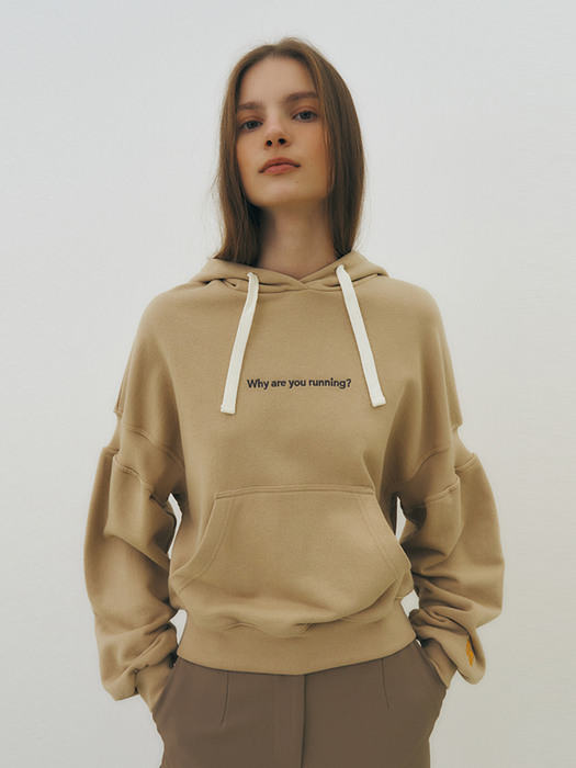 “Why” cotton hoody (sand)