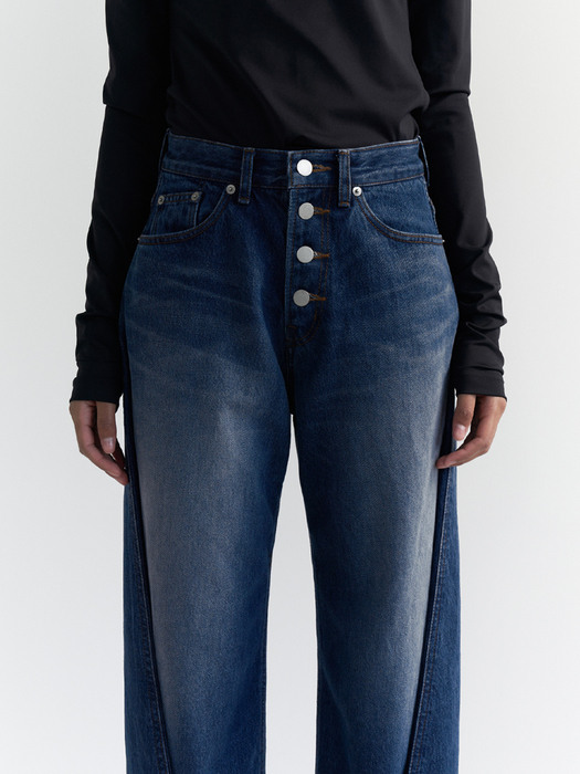 Folding jeans (Washed medium dark blue)