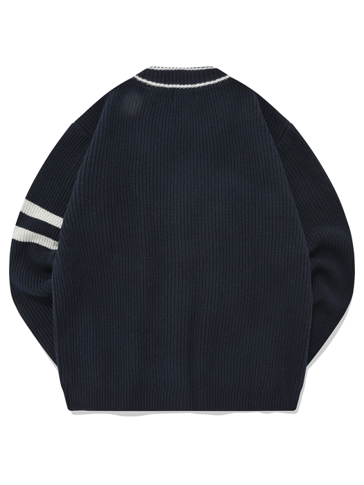 SP WOOL VARSITY CARDIGAN-NAVY