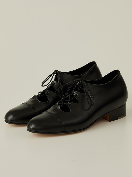 Cecil Lace up Flat_Onyx
