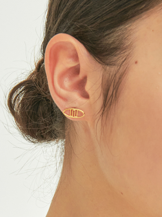 Tiny Ellipse Silver Earring Ie266 [Gold]