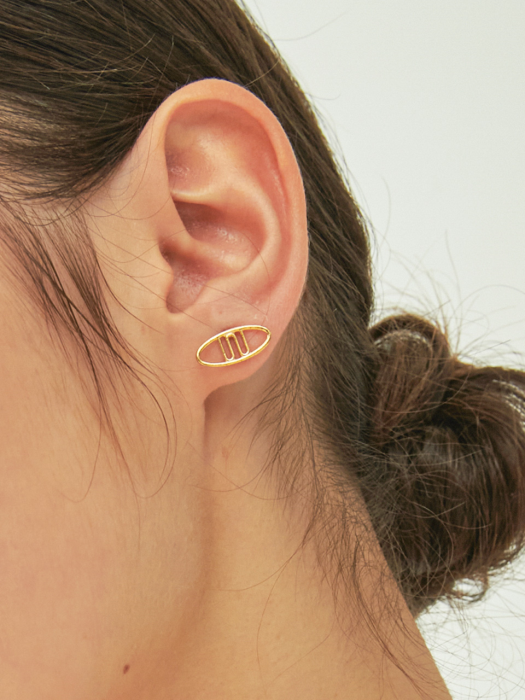 Tiny Ellipse Silver Earring Ie266 [Gold]