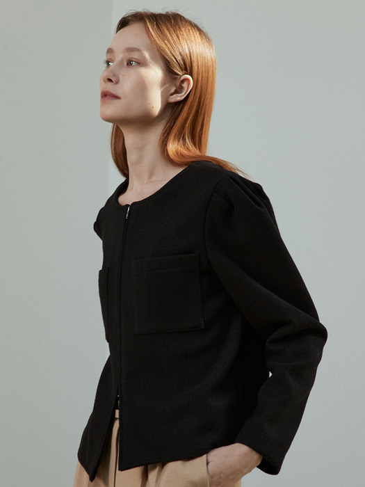 amr1497 zipper blouse (black)