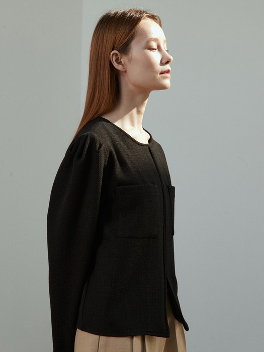 amr1497 zipper blouse (black)