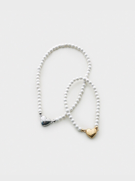 heart magnet cotton pearl anklet