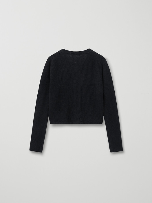 crop knit cardigan_black