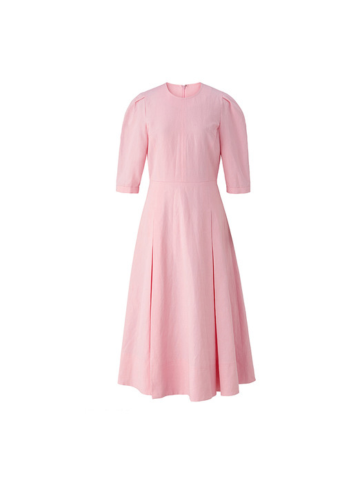 Round neck tuck dress - Pink