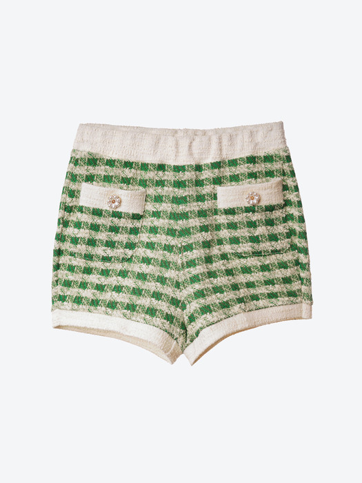 Gingham Boucle Knit Shorts(Green)_UTW-SC13